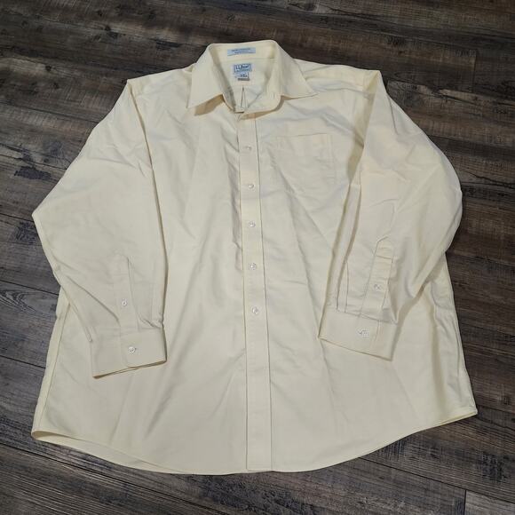 L.L. Bean Men's Yellow Button Down Long Sleeve Shirt 18/35 2331 - Picture 1 of 7